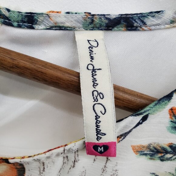 Womens M White Floral Blouse Bell Sleeve Boho Cottagecore Top Button Back Blouse - Picture 5 of 16